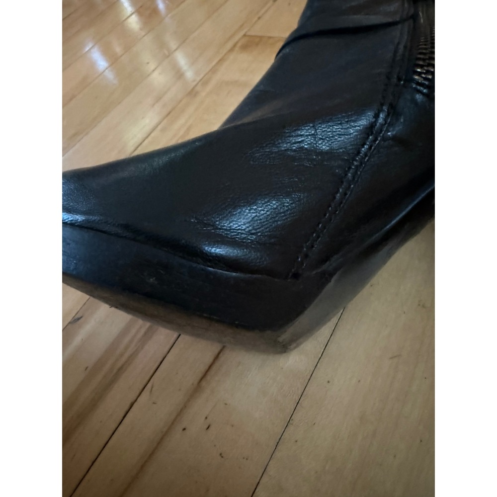 Tory Burch Whitney Black Leather Logo Medallion Platform Ankle Boots 6M - Picture 10 of 12